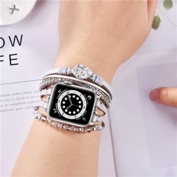 NEW Silver Beaded Boho Multilayer Apple Watch Band